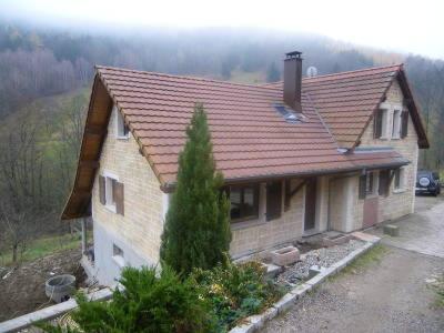 una casa con un árbol delante de ella en Ferme du Mouton Noir en Lautenbachzell