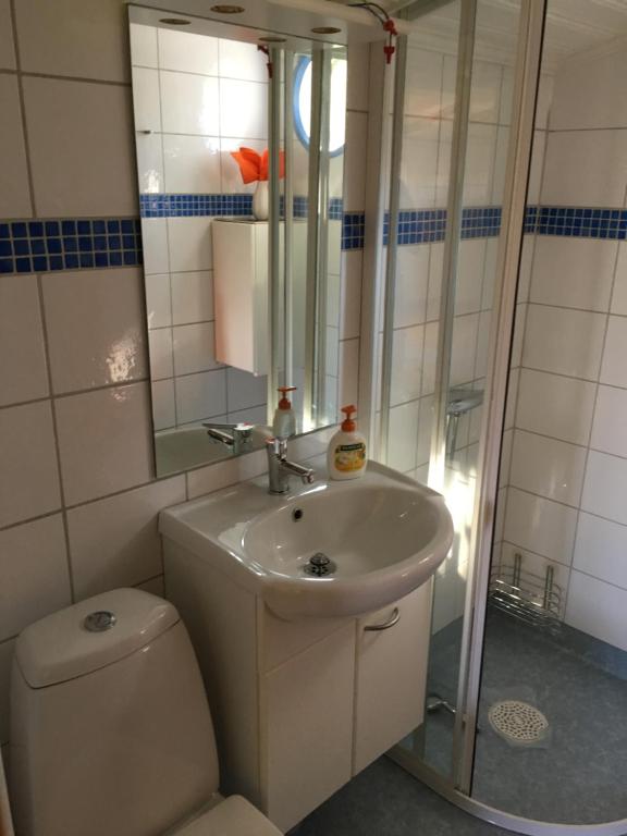 Koupelna v ubytování Valla Stuga