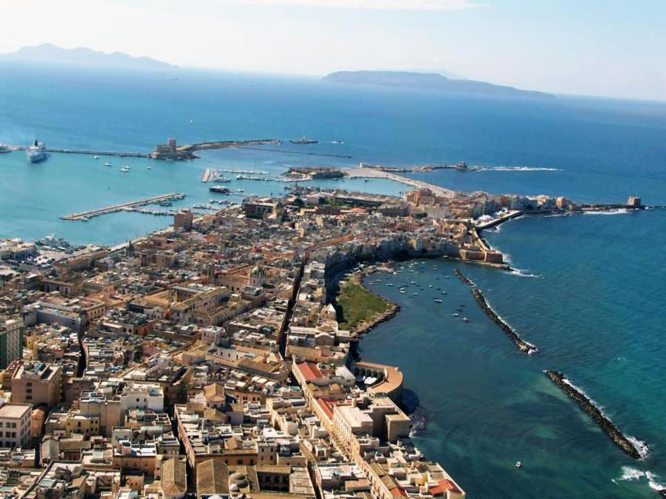 an aerial view of a city next to the ocean at Sea&Sun Apartments in Trapani