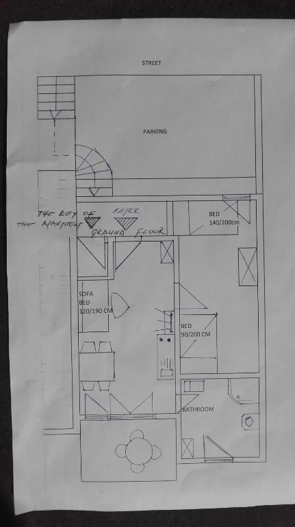 a black and white drawing of a floor plan at Apartment Buic in Pula