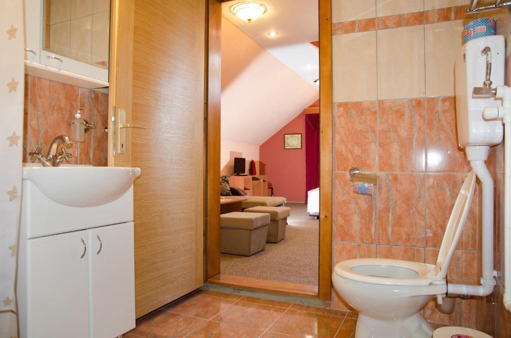 Koupelna v ubytování Hotel Drumski Raj