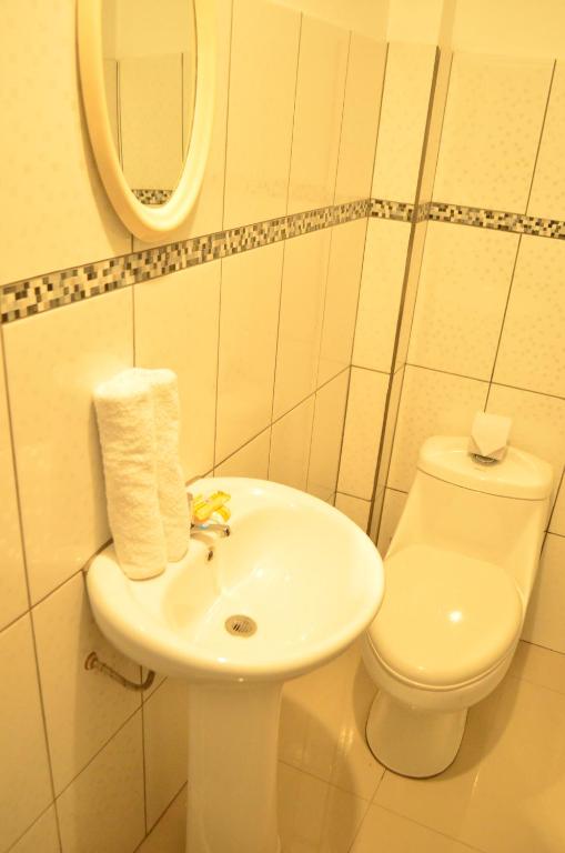 Koupelna v ubytování Rosenverg B&B Tours