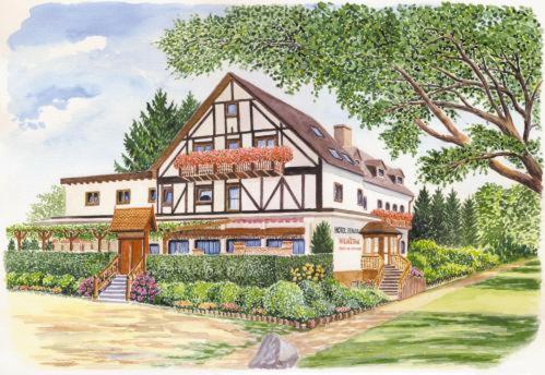 eine Zeichnung eines Hauses mit Garten in der Unterkunft Hotel Pfauen in Umkirch