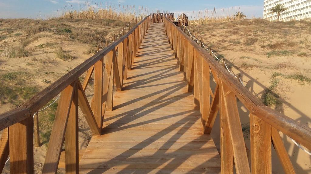 グアルダマル・デル・セグラにあるPinada Guardamarの砂上の木橋
