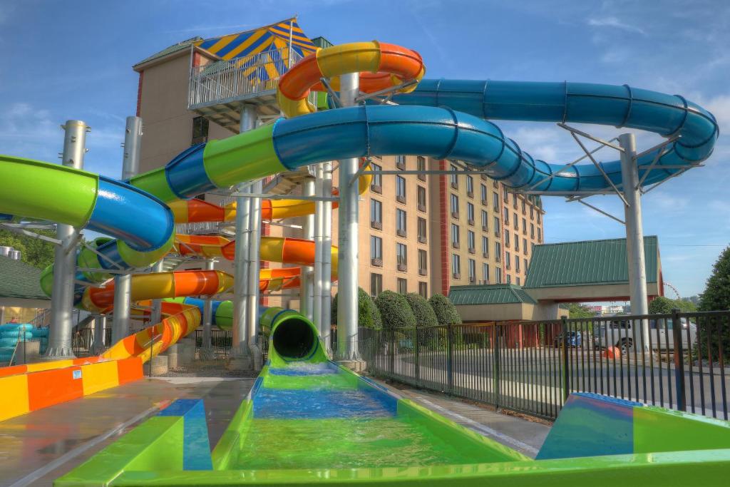 a water slide at a water park at Country Cascades Waterpark Resort in Pigeon Forge