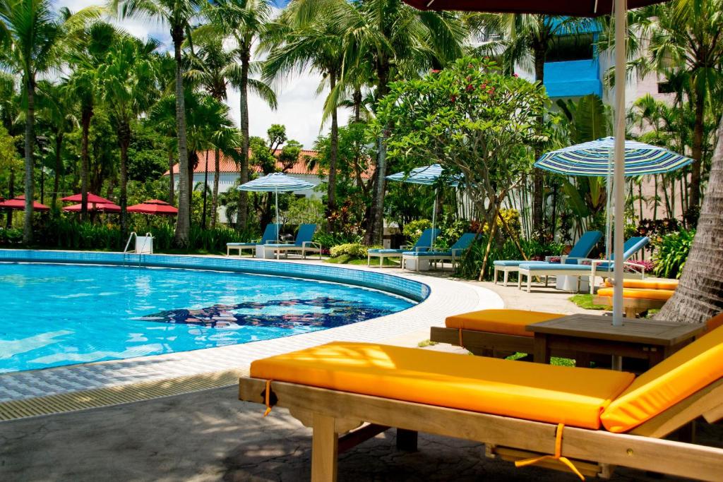 Bazén v ubytování 凱撒趣淘漫旅-台南 HOTEL CHAM CHAM Tainan nebo v jeho okolí