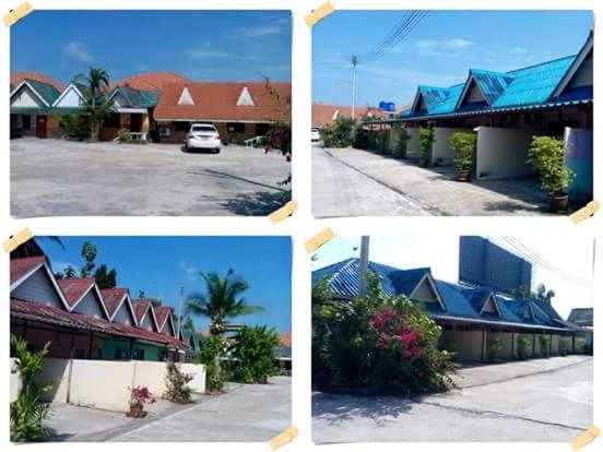 un collage de fotos de un hotel con techos en Kanjana Resort, en Suratthani