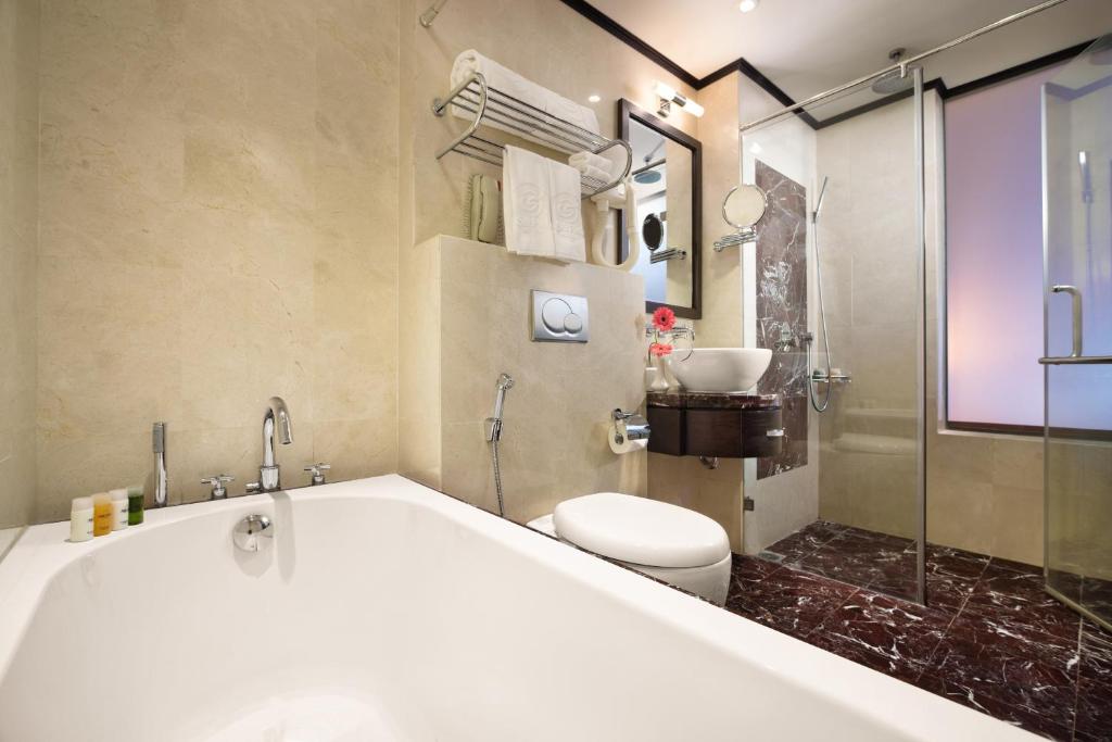 A bathroom at Silk Path Hanoi Hotel