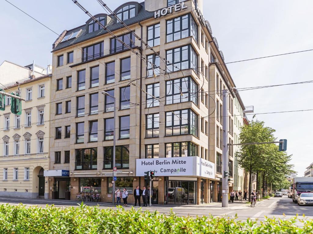 a large building on the corner of a street at Hotel Berlin Mitte by Campanile in Berlin