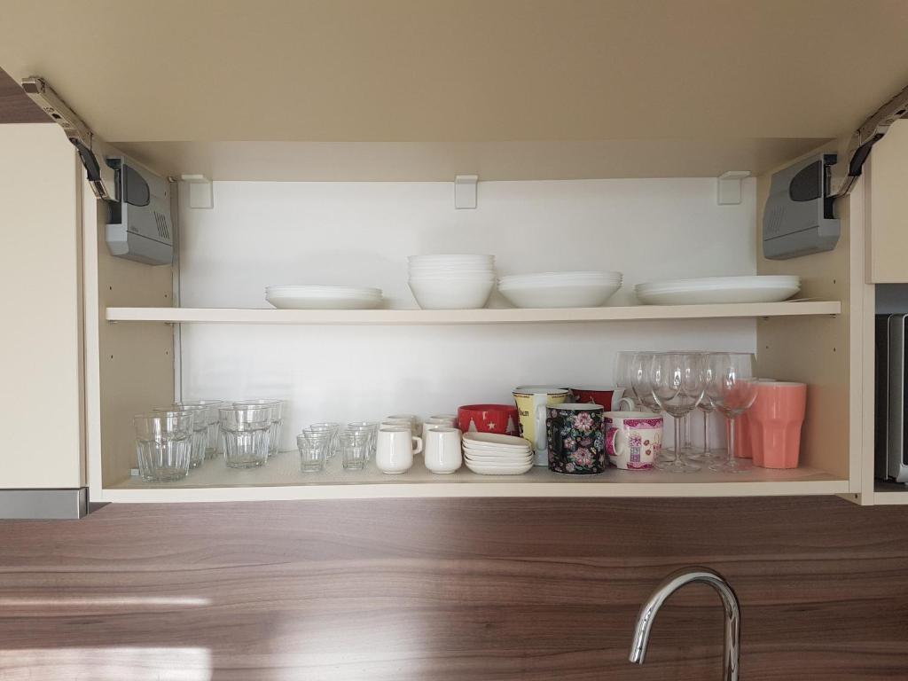 Kuchyň nebo kuchyňský kout v ubytování Apartmány u skanzenu