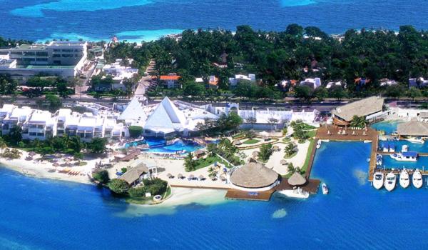 an aerial view of a resort in the water at Sunset Marina Resort in Cancún