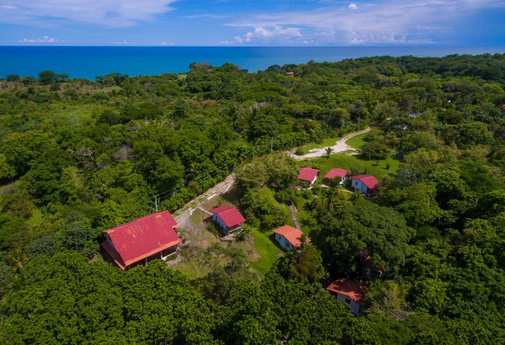 an aerial view of a house with red roof at Istmo Beach and Jungle Bungalows in San Carlos