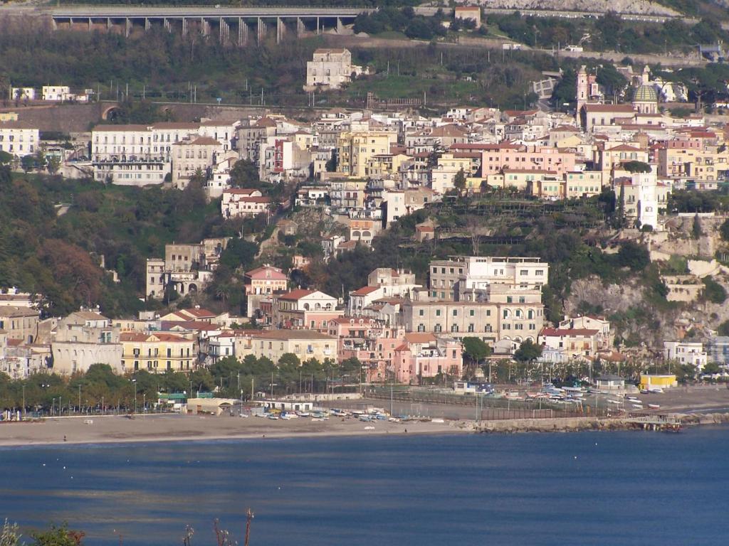 un grupo de edificios en una colina junto al agua en Casa Marina, en Vietri