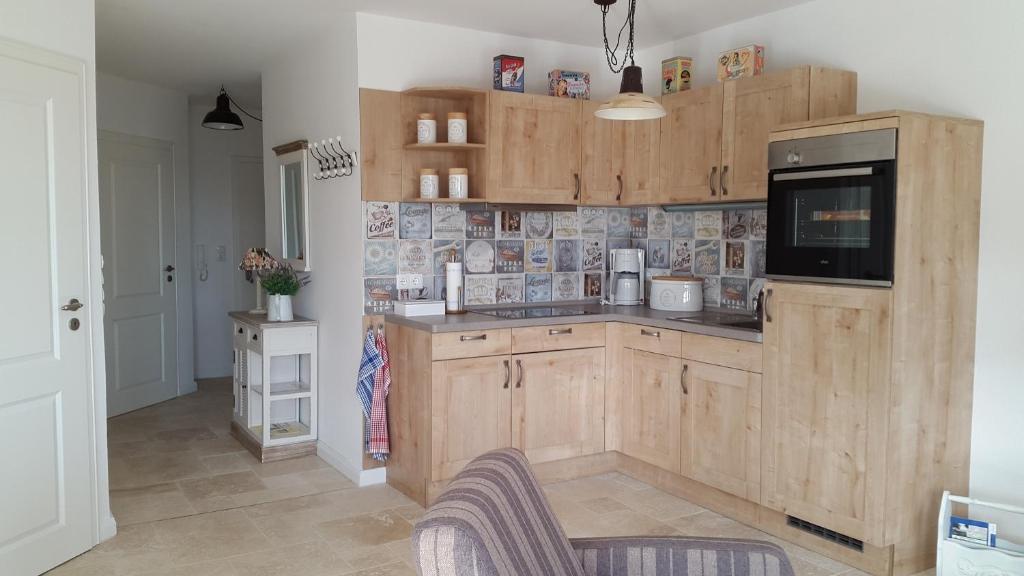 Kuchyň nebo kuchyňský kout v ubytování Landhaus am Binnensee