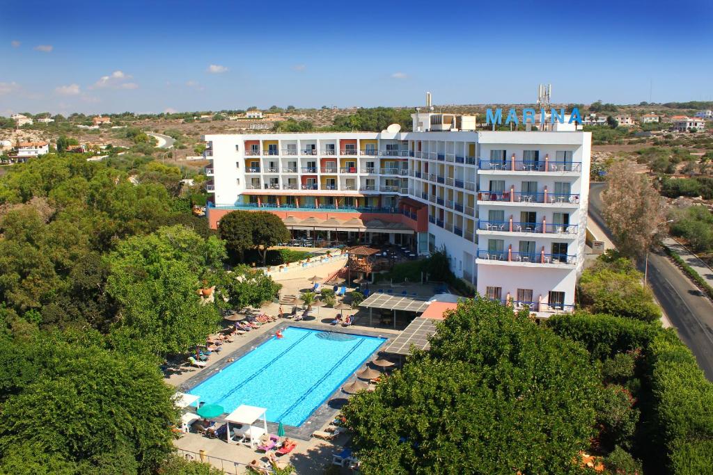 an aerial view of a hotel with a swimming pool at Marina Hotel in Ayia Napa