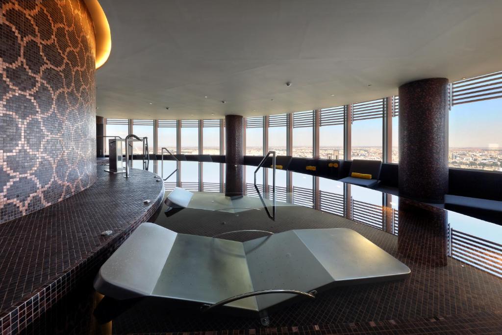 an office with a view of the city at Eurostars Torre Sevilla in Seville