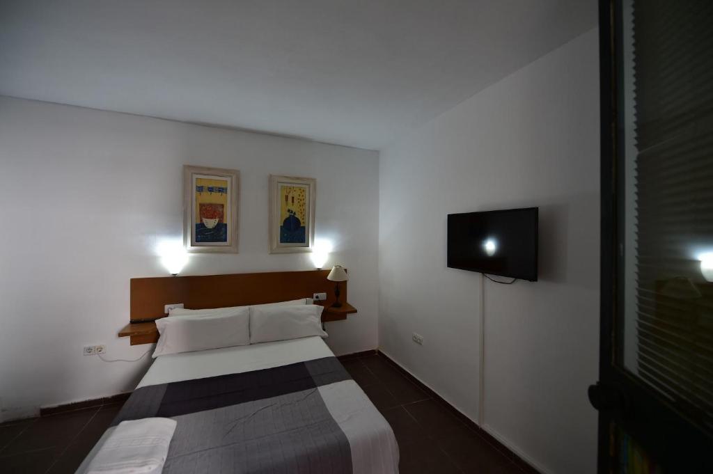プソルにあるSant Pere Apartmentのベッドルーム(ベッド1台、薄型テレビ付)