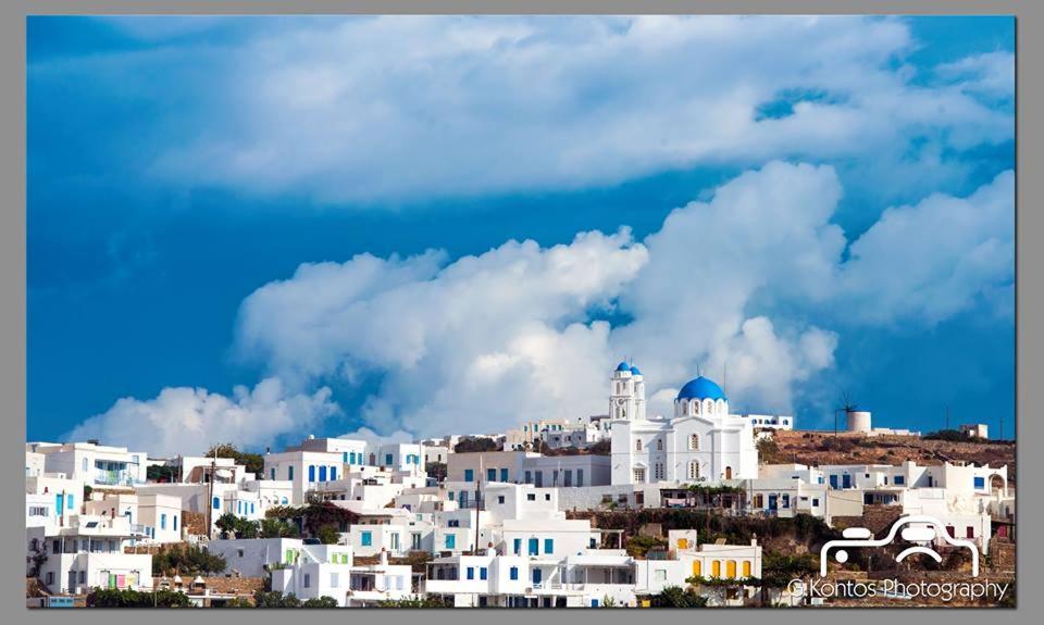 a group of white buildings on top of a hill at Geronti Moscha Apartment in Apollonia