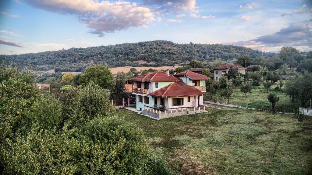 an aerial view of a house in a field at Guest House Villa Bozhenitsa in Bozhenitsa