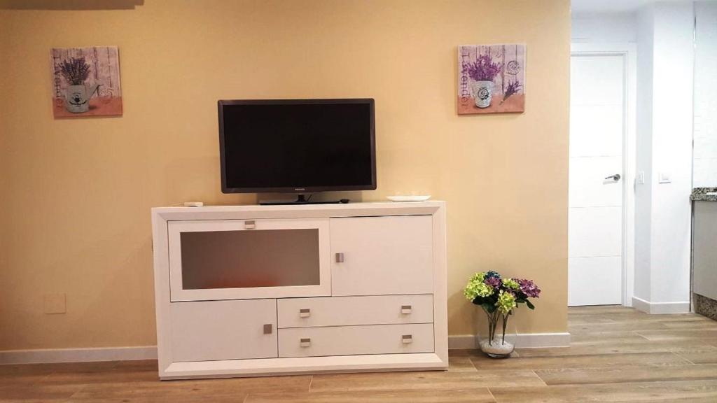 A television and/or entertainment centre at Apart. Céntrico San Miguel
