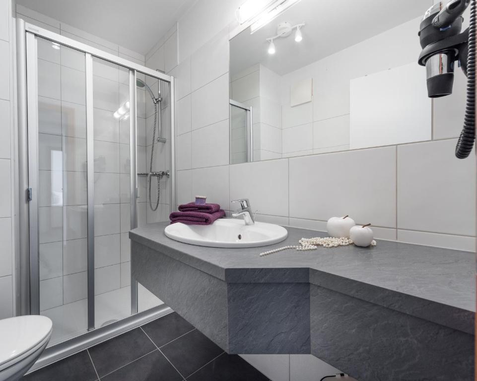 Koupelna v ubytování Appartements Zahnleiten