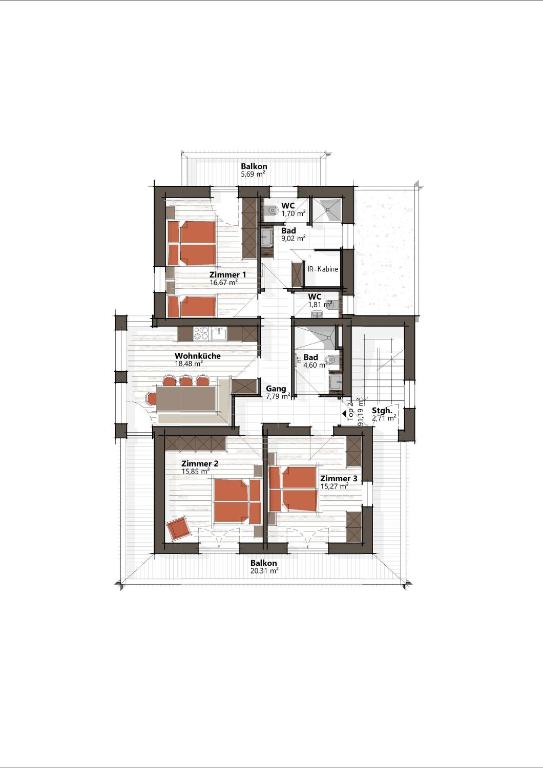 Půdorys ubytování Ferienhaus Neureiter