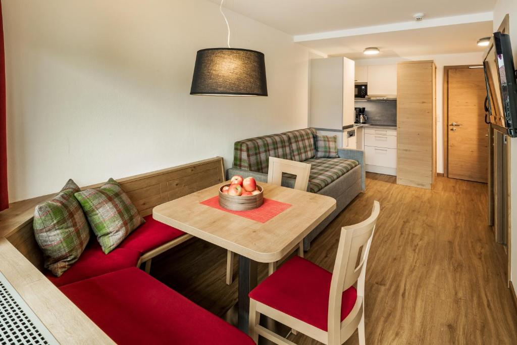 Kuchyň nebo kuchyňský kout v ubytování Appartements Hubenhof