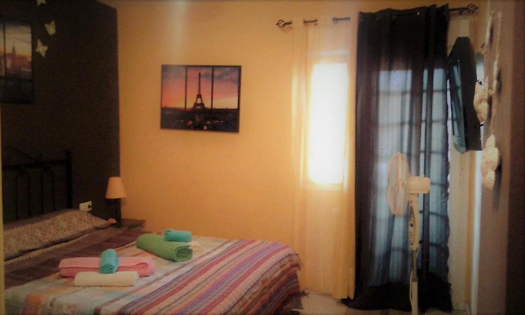 サン・イシドロにあるLa Estrella De San Isidroのベッドルーム1室(タオル付)