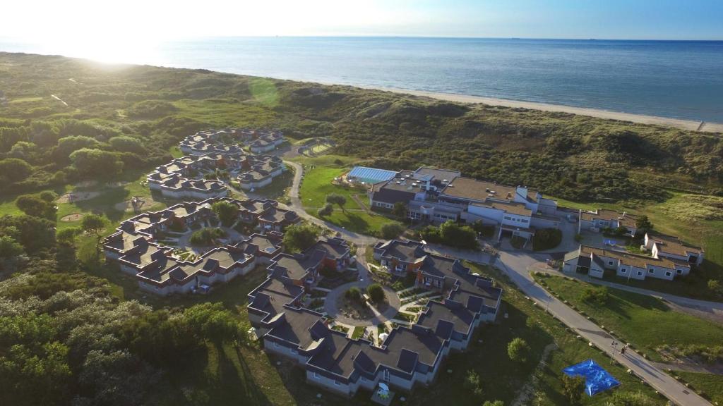 an aerial view of a house on the beach at VVF Blériot-Plage in Blériot-Plage