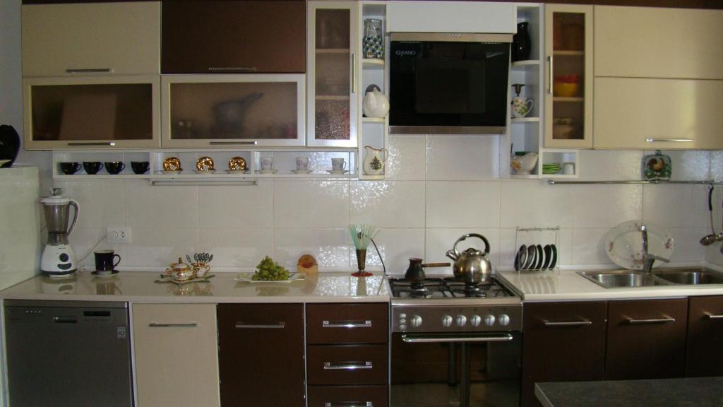 Kuchyň nebo kuchyňský kout v ubytování Guest House Ucha