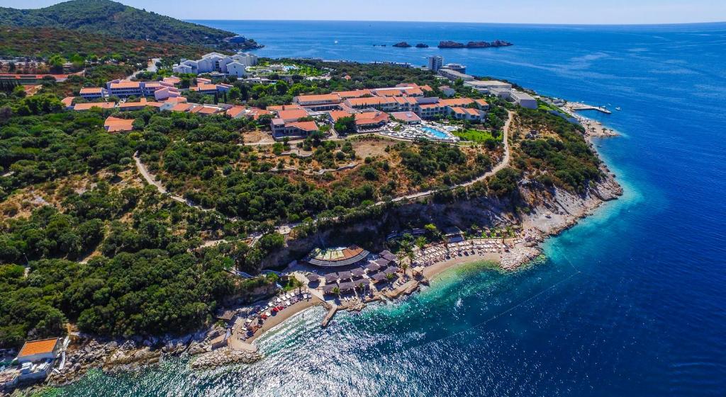 an aerial view of a resort on an island in the ocean at Adriatic Resort Apartments in Dubrovnik
