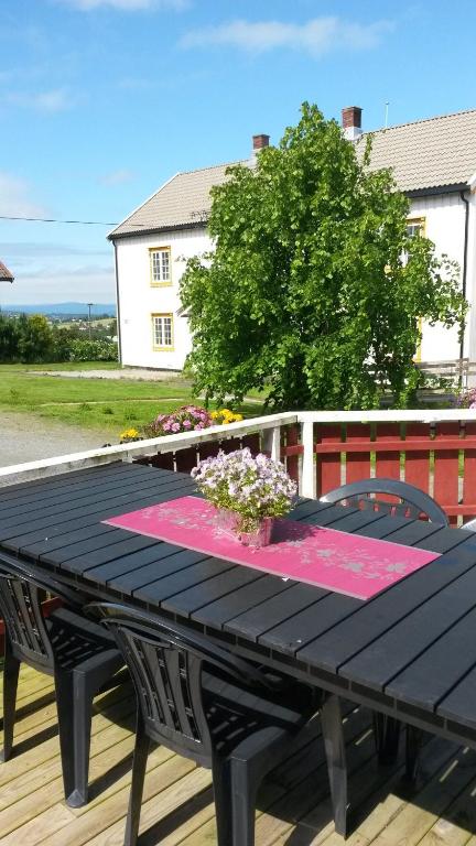 Balkón nebo terasa v ubytování Munkeby Herberge
