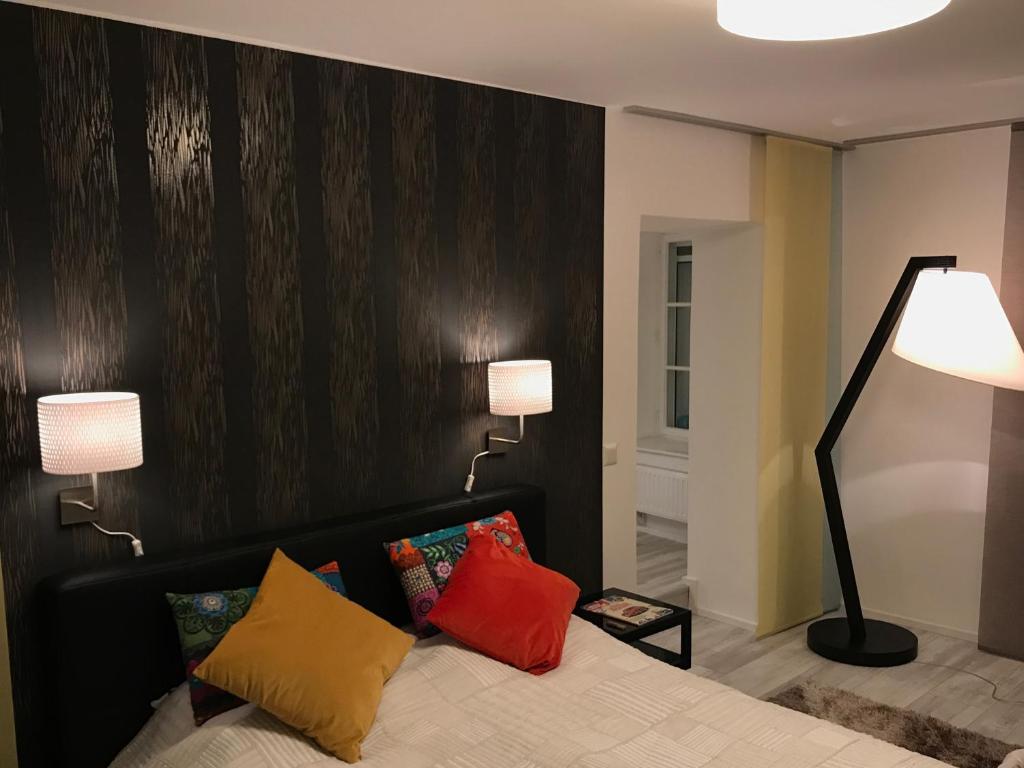 Posteľ alebo postele v izbe v ubytovaní New flat in old town+garage