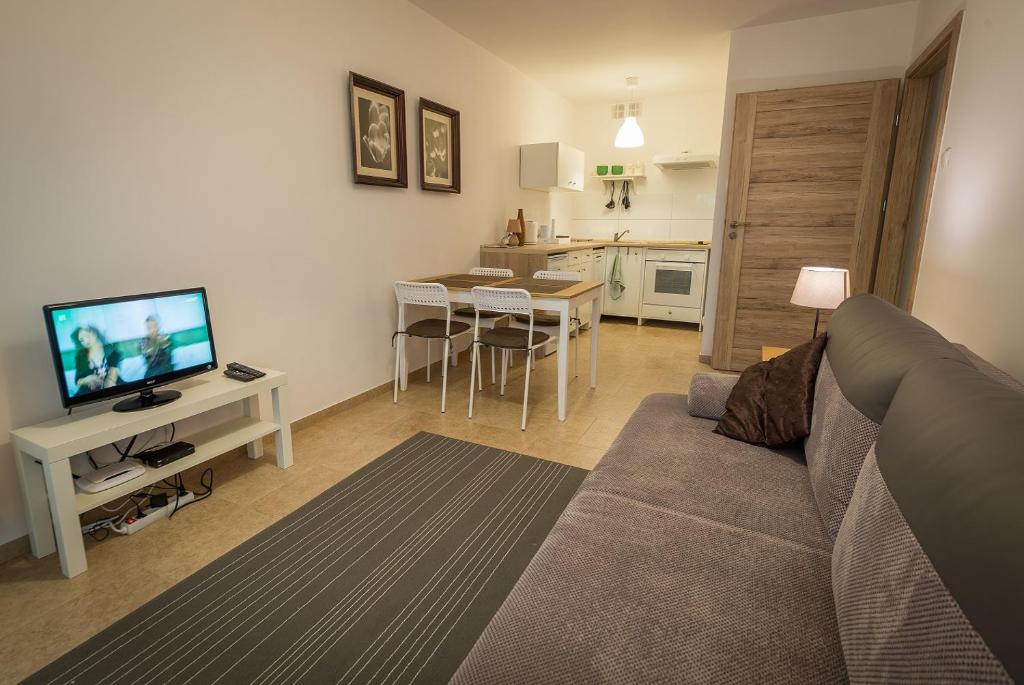 TV a/nebo společenská místnost v ubytování Orzechowy