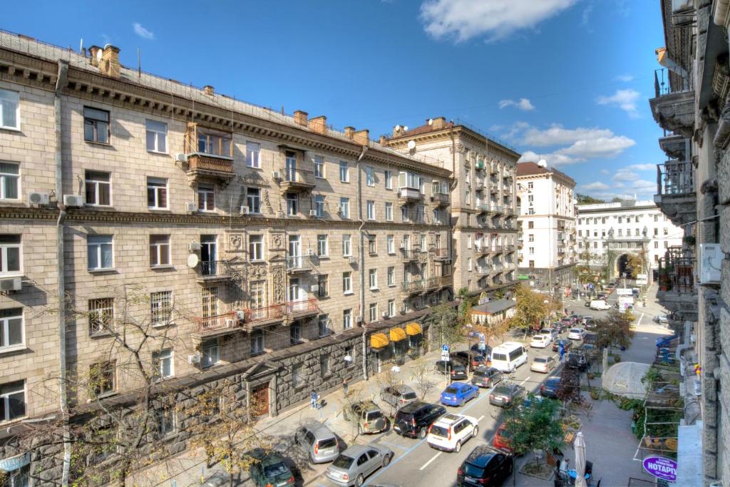 Nespecifikovaný výhled na destinaci Kyjev nebo výhled na město při pohledu z hotelu