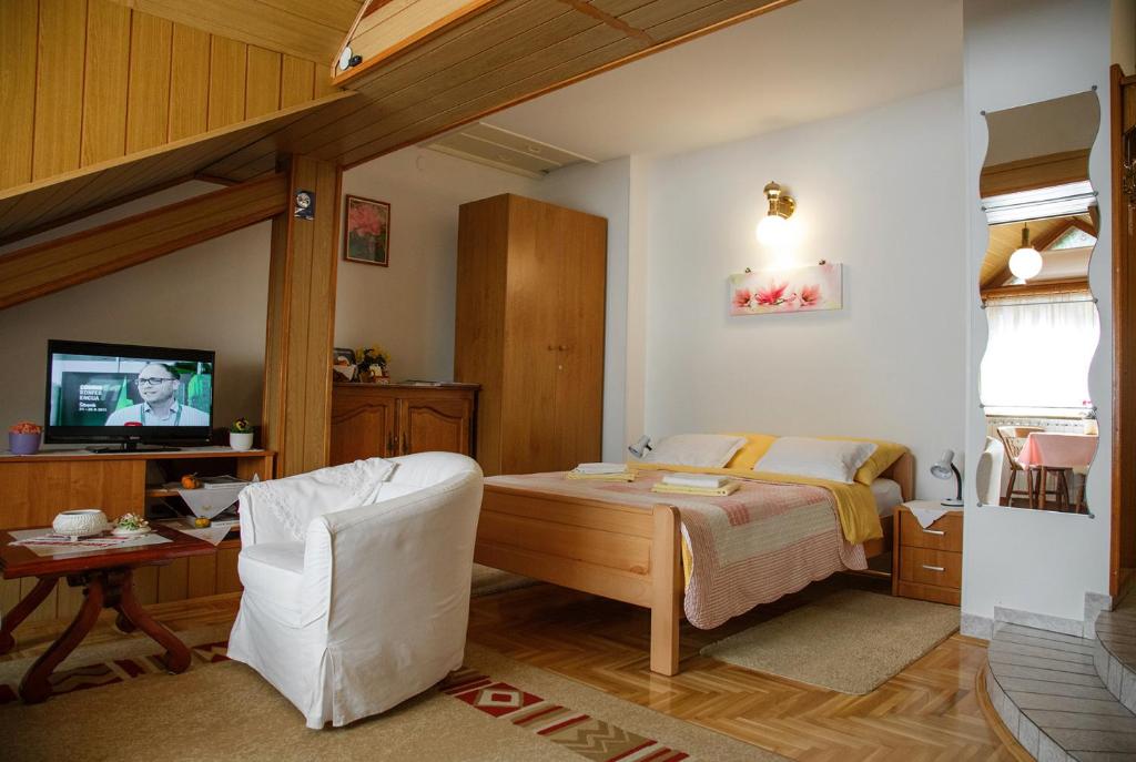 Televízia a/alebo spoločenská miestnosť v ubytovaní Apartment Ferk