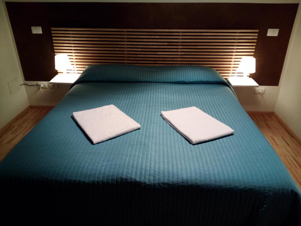 1 dormitorio con 1 cama y 2 toallas blancas en Ai Gabbiani, en Verona