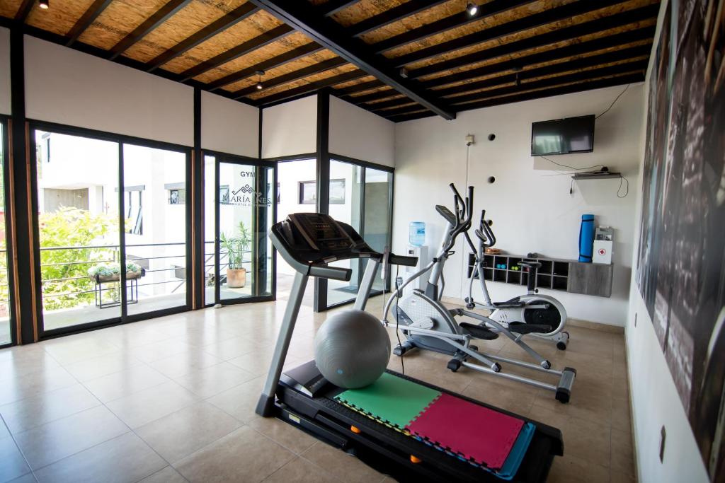 Fitness centrum a/nebo fitness zařízení v ubytování Maria Ines Hotel Suite