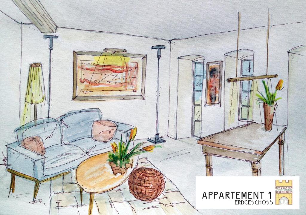 Posezení v ubytování Burggarten Appartements Neuleiningen