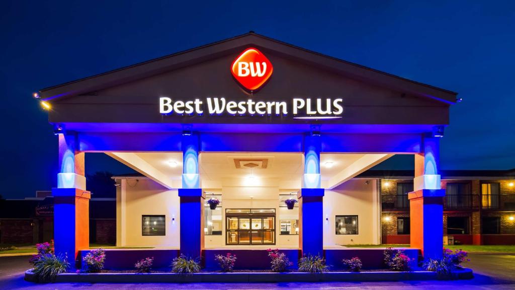 a building with a sign that reads best western plus at Best Western Plus Keene Hotel in Keene