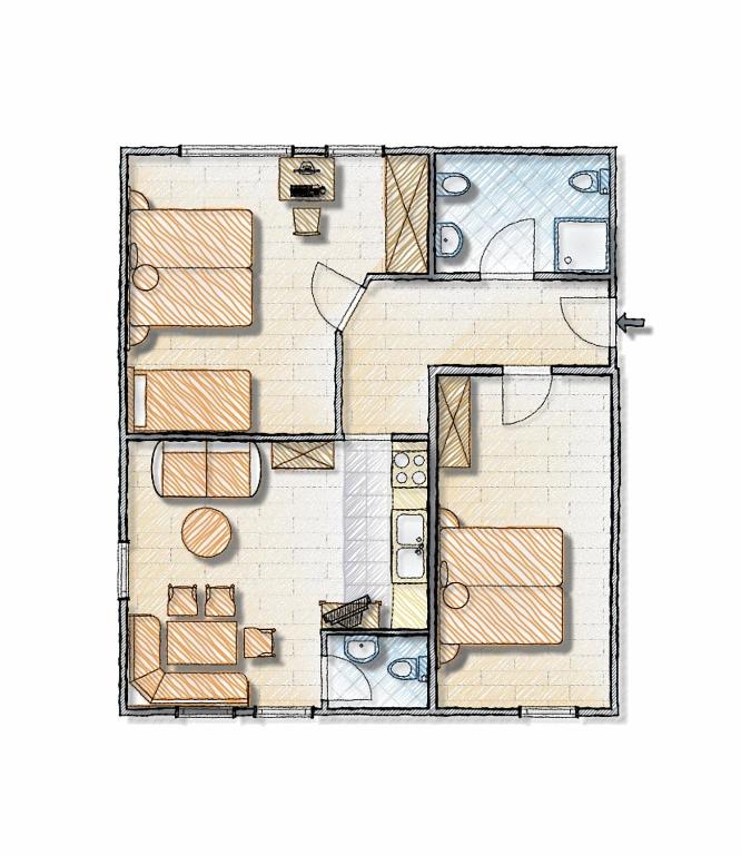 Půdorys ubytování Residence Hofer