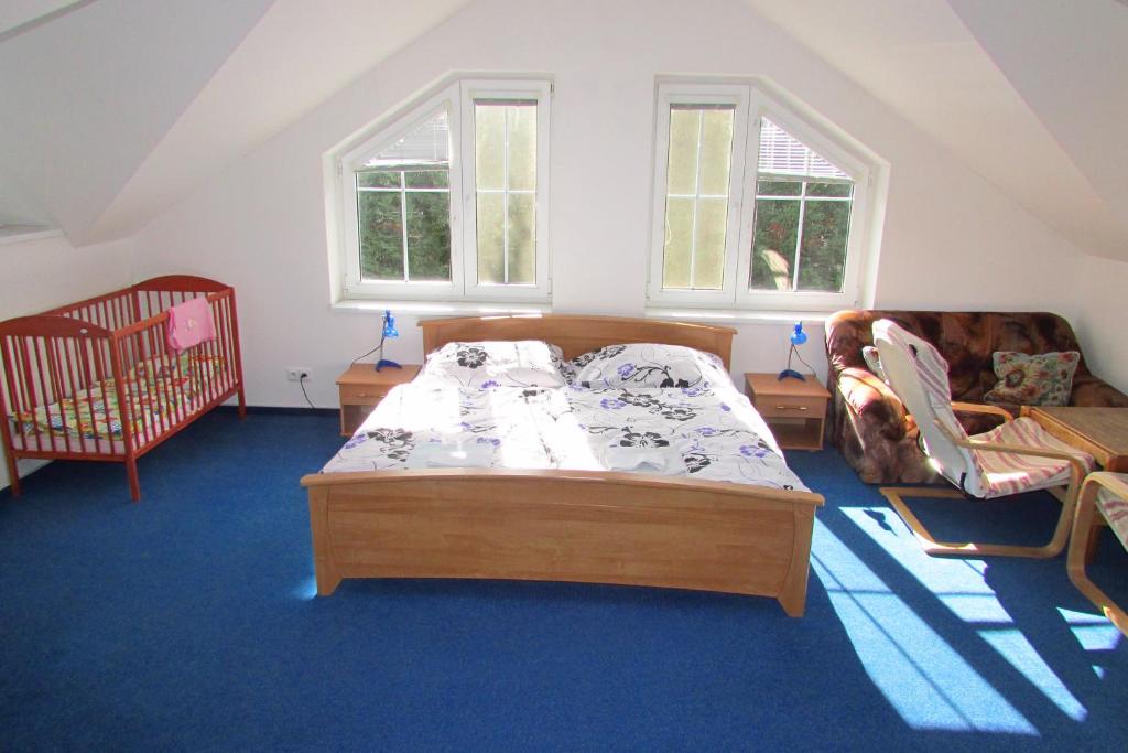 Postel nebo postele na pokoji v ubytování Villa Vranov 55