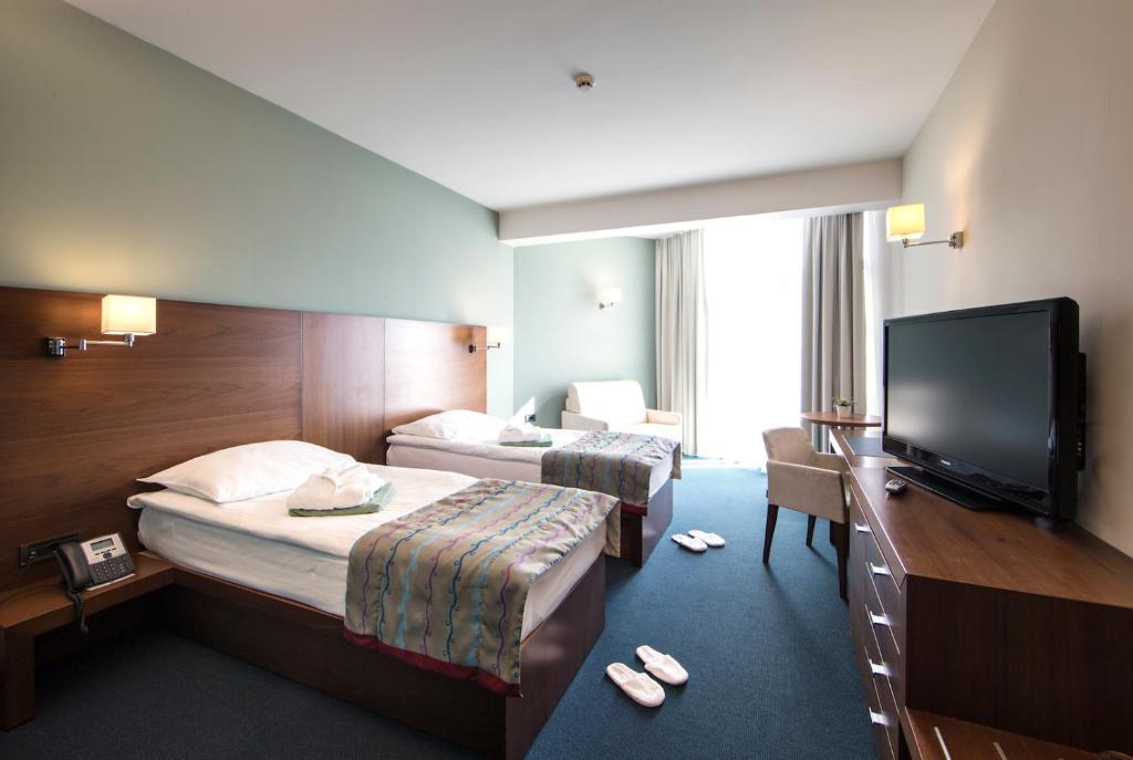 TV a/nebo společenská místnost v ubytování Bohinj Eco Hotel