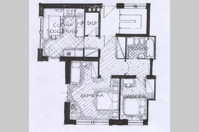 Půdorys ubytování Casa Monteggia