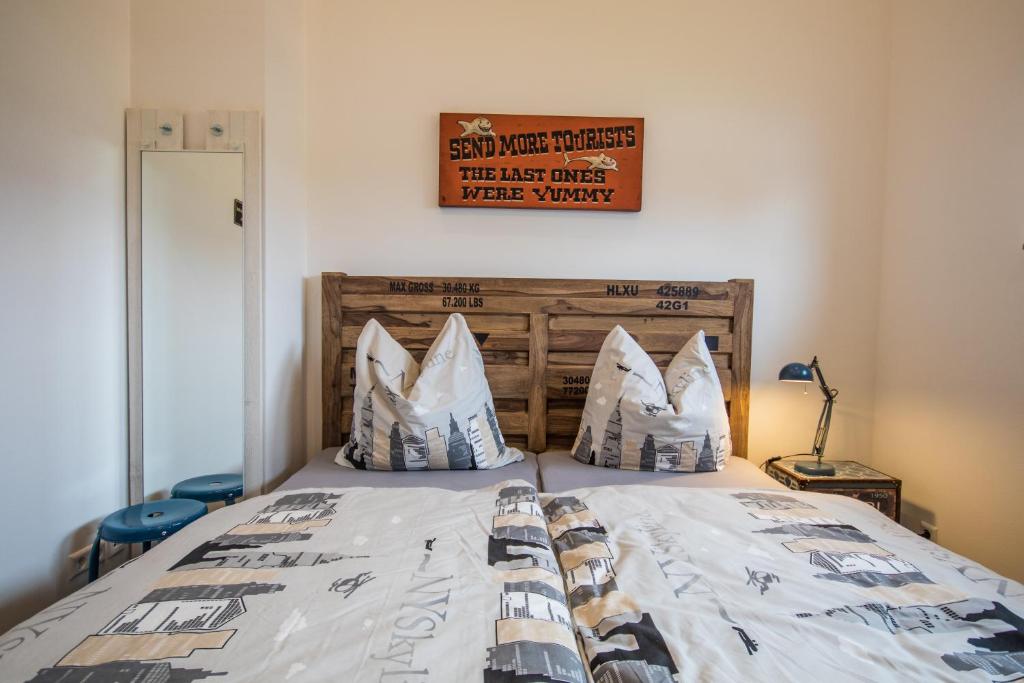 Postel nebo postele na pokoji v ubytování Ferienhaus Selke Am Bach