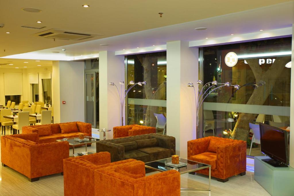 A seating area at Olympic Palladium