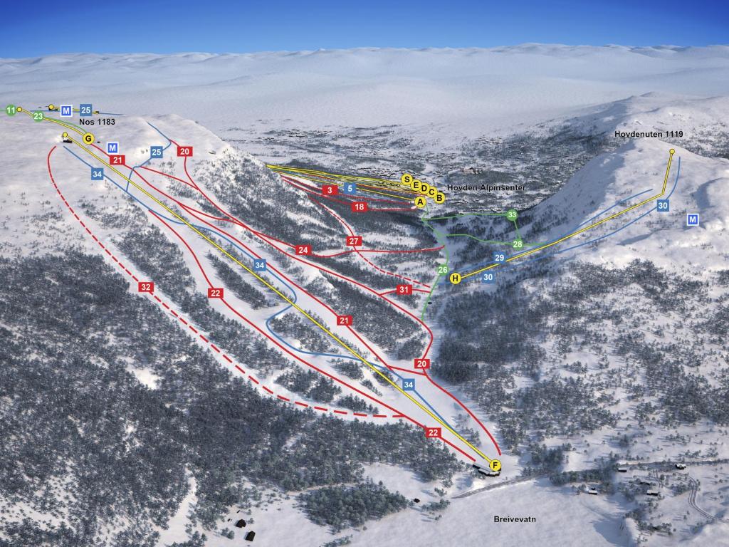 Hovden Høyfjellsenter v zimě