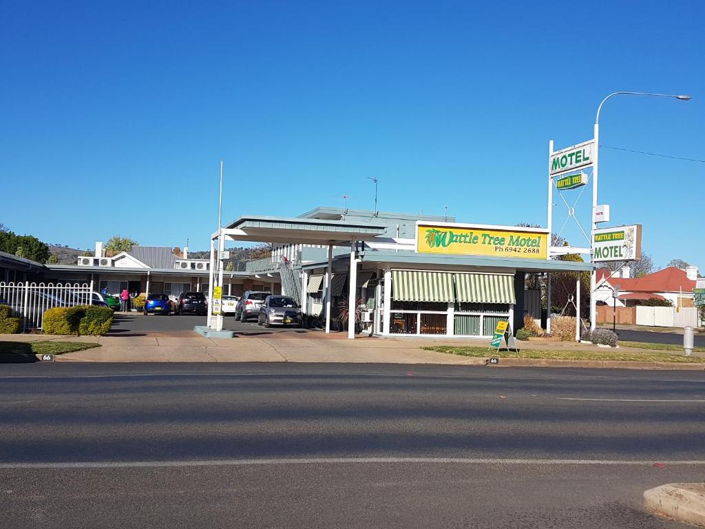 a gas station on the side of a street at Wattle Tree Motel in Cootamundra