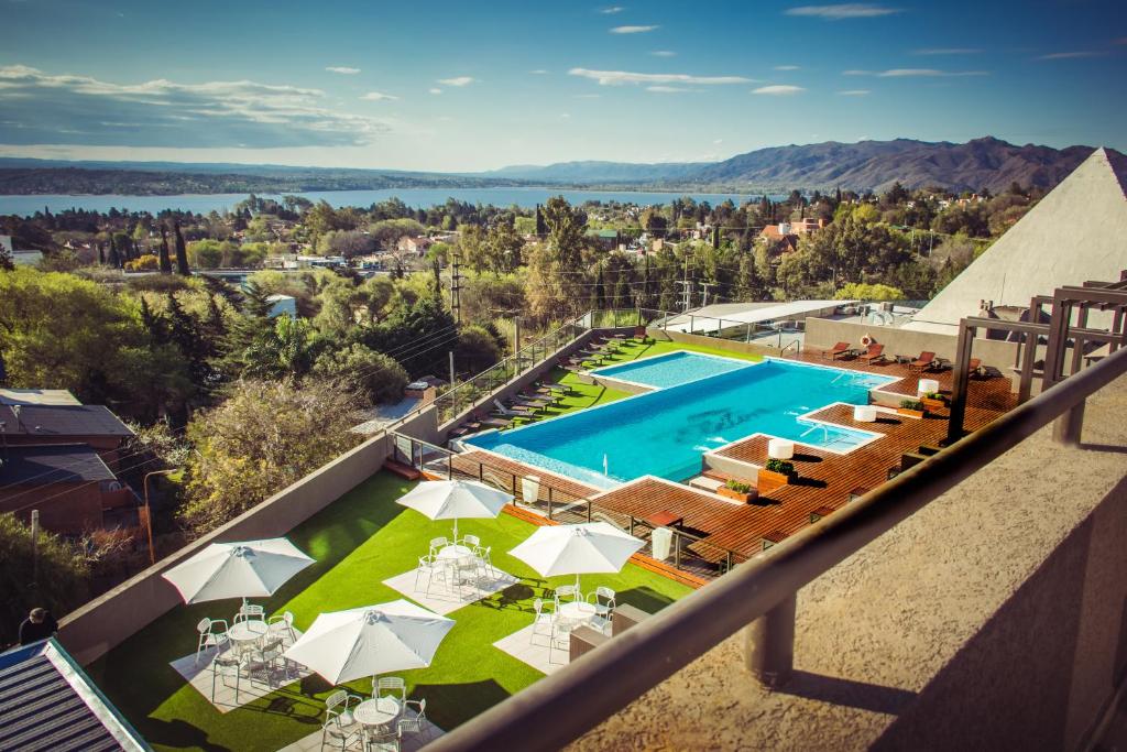 an aerial view of a resort with a swimming pool at Eleton Resort & Spa in Villa Carlos Paz