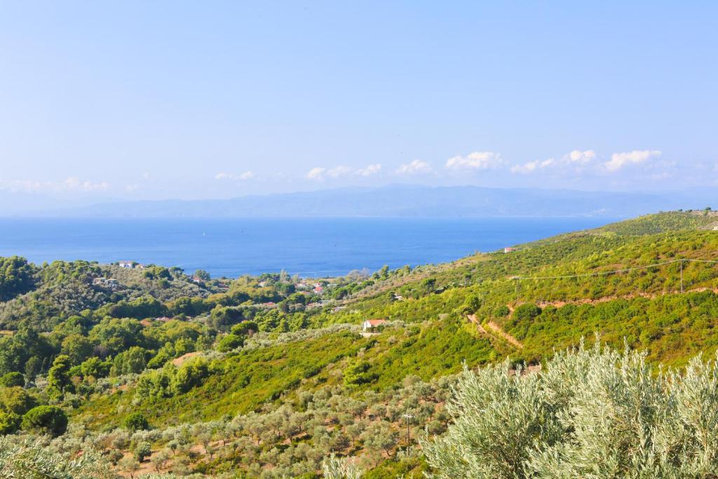 a view of the ocean from a mountain at Villa Marigo in Kolios